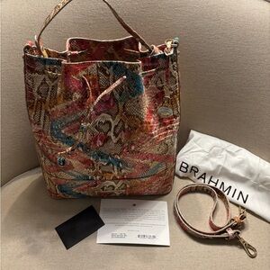 Brahmin Vibrant Multicolor Snake Print Shoulder Bag